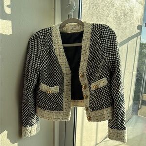 Chic Black and Cream Tweed Jacket